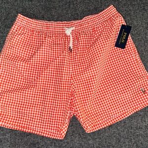 Polo by Ralph Lauren Men’s Orange Gingham Swim Trunks